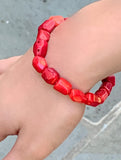 7” Red Coral Stretch Bracelet