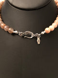 18” Peach moonstone Necklace with Flower Moonstone Pendant