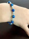 Kyanite, Silver, & Pearl Bracelet