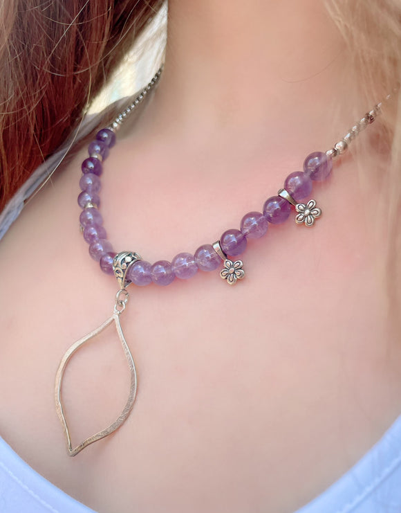 Amethyst with stainless steel