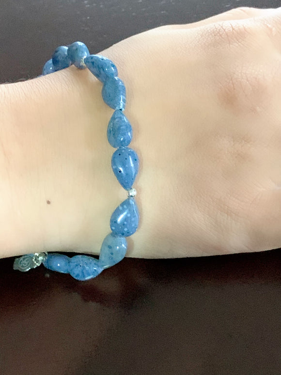 Blue Coral Tear Drop Stretch Bracelet