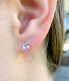 Pink/Purple Kunzite Oval 6mm x 4mm Earrings