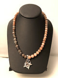 18” Peach moonstone Necklace with Flower Moonstone Pendant