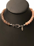 18” Peach moonstone Necklace with Flower Moonstone Pendant