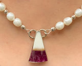 Shell, Pearl, and Sterling Silver Necklace