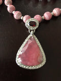20” Rhodochrosite and Garnet Necklace set in sterling silver