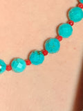 Turquoise and red coral necklace