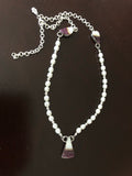 Shell, Pearl, and Sterling Silver Necklace